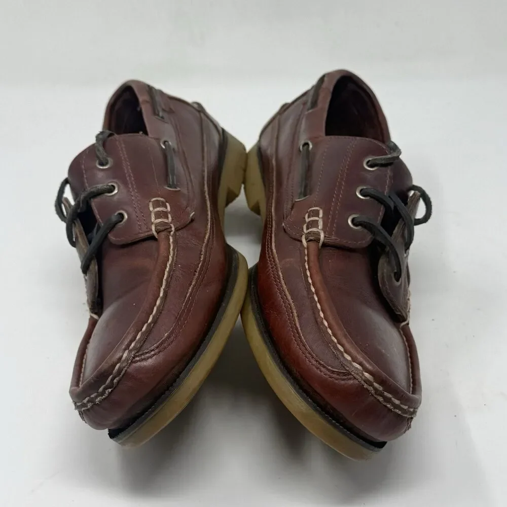 Dockmasters Boat Shoes Mens 12 M Brown Leather Hand Sewn Moccasin Preppy